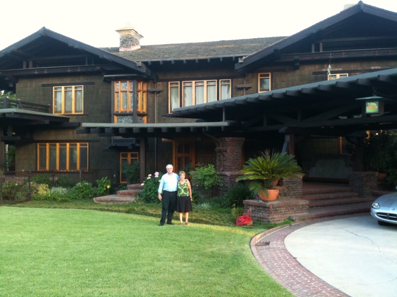 Harvey and Ellen Knell in front of their home, the Blacker House