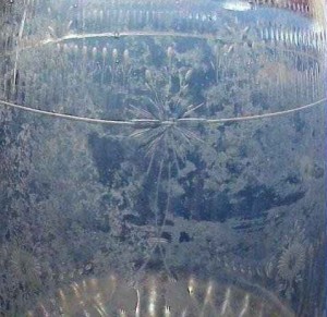 A vase whose glass has been etched on the interior