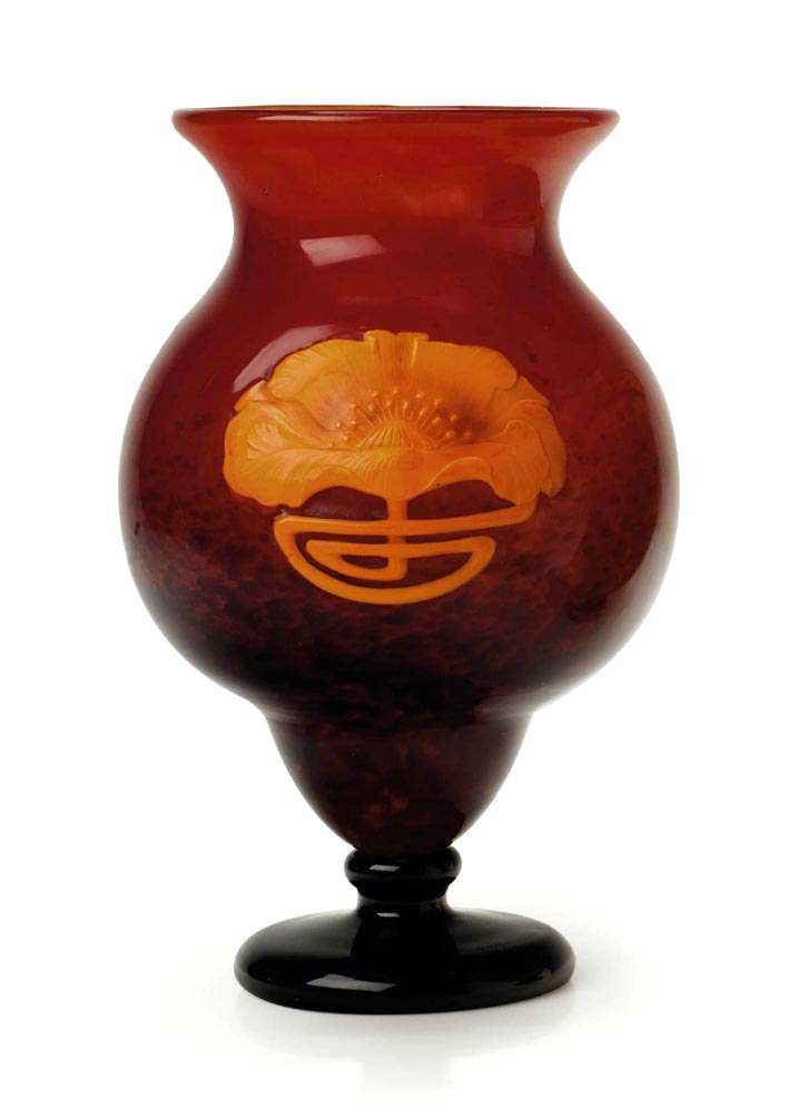 You can buy this incredible 12" Schneider padded and wheel-carved Medallion vase at the show