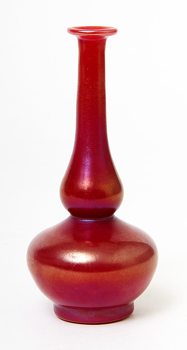 Beautiful, rare, red Tiffany Favrile vase, just in