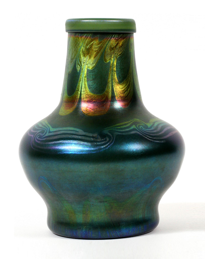 Fantastic Tiffany Favrile blue decorated vase, just in