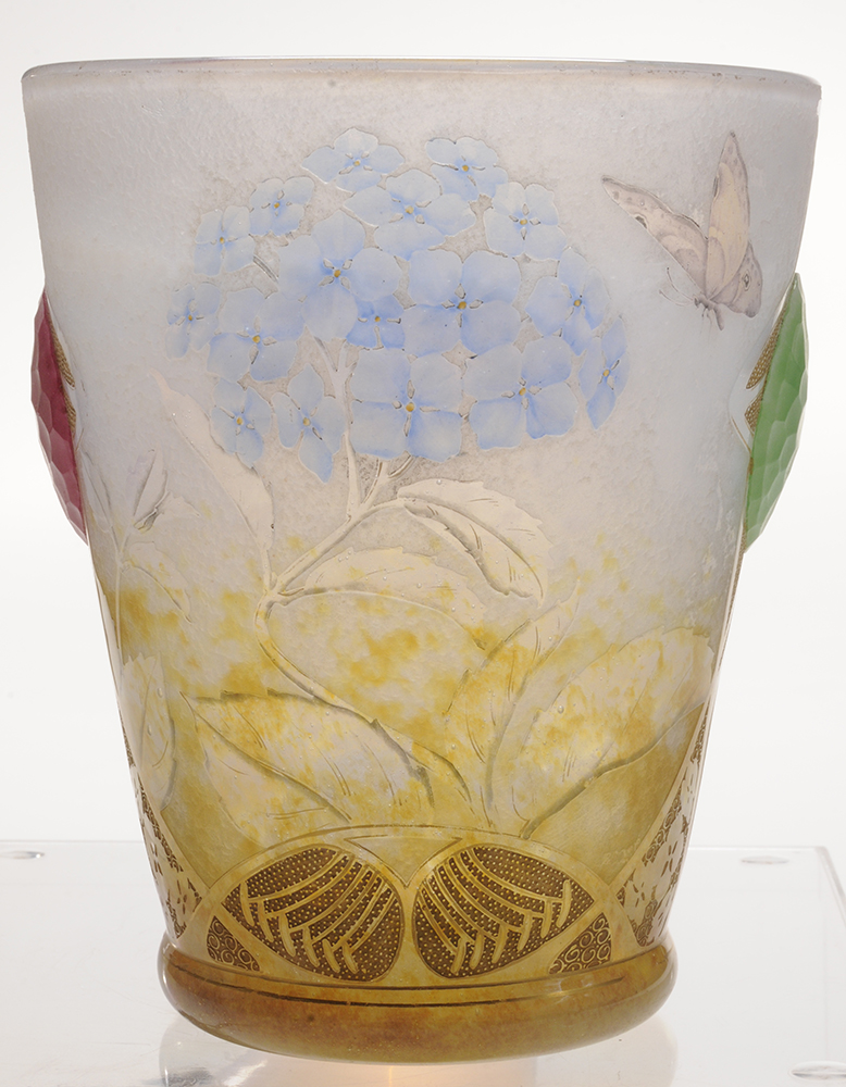Rare Daum vase with applications, Brunk lot #692
