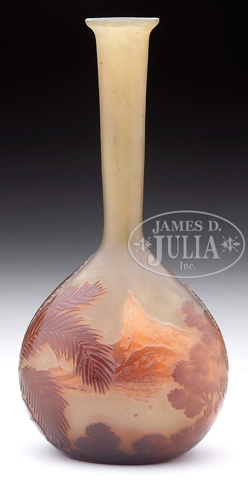 This Gallé Rio de Janeiro banjo vase was sold at Julia Auction