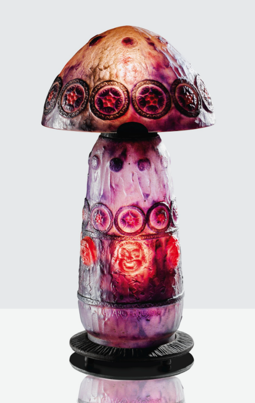 Argy-Rousseau pâte-de-verre Tragi-comique lamp, Sotheby's lot #247
