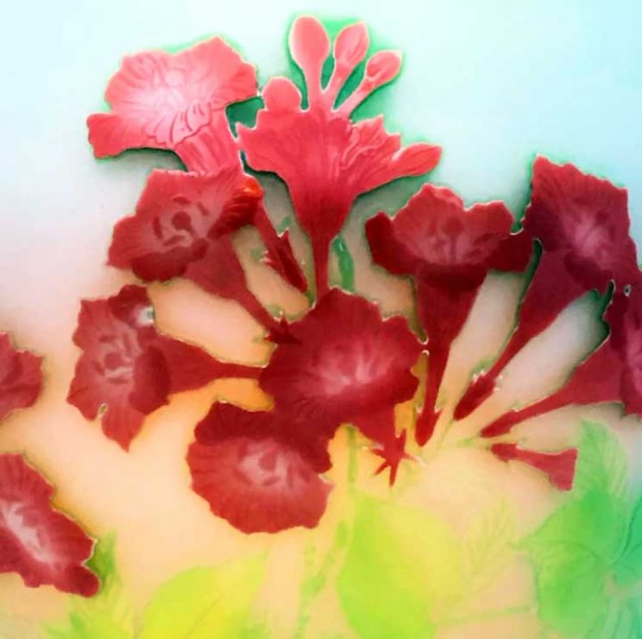 galle red floral bulbous vase 2
